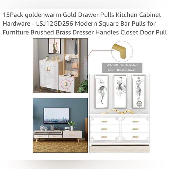 15 pack 10” Golden Warm LSJ12GD256 Kitchen Square T Bar Cabinet Door Handles NEW - Picture 12 of 16